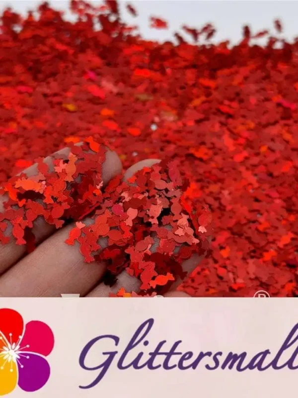 6mm Candy Sweet Shaped Holographic Red Glitter LB0300