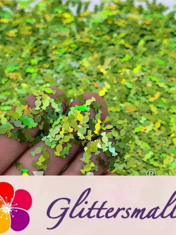 6mm Candy Sweet Shaped Holographic Green Glitter LB0601