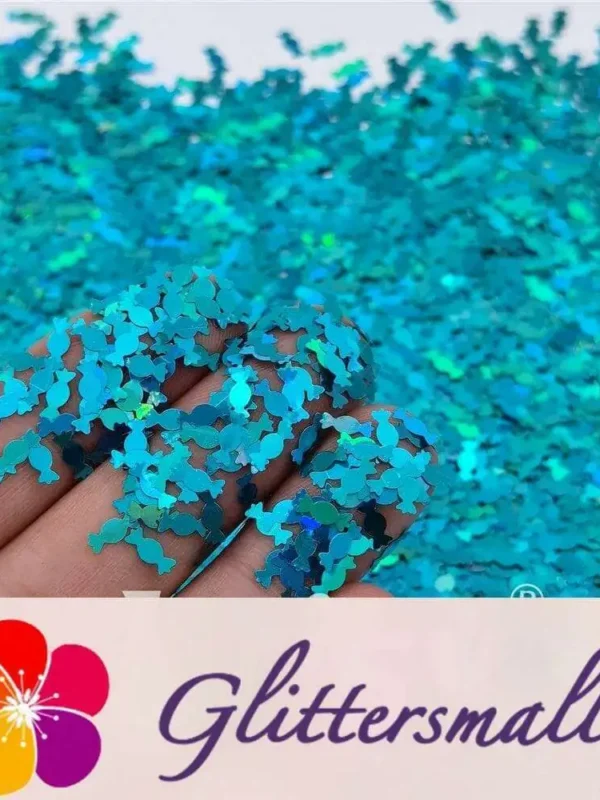 6mm Candy Sweet Shaped Holographic Lake Blue Glitter LB0701