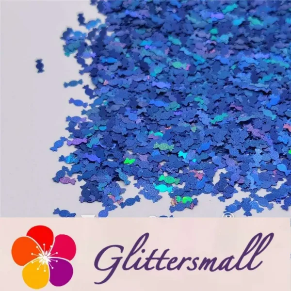 6mm Candy Sweet Shaped Holographic Sea Blue Glitter LB0709