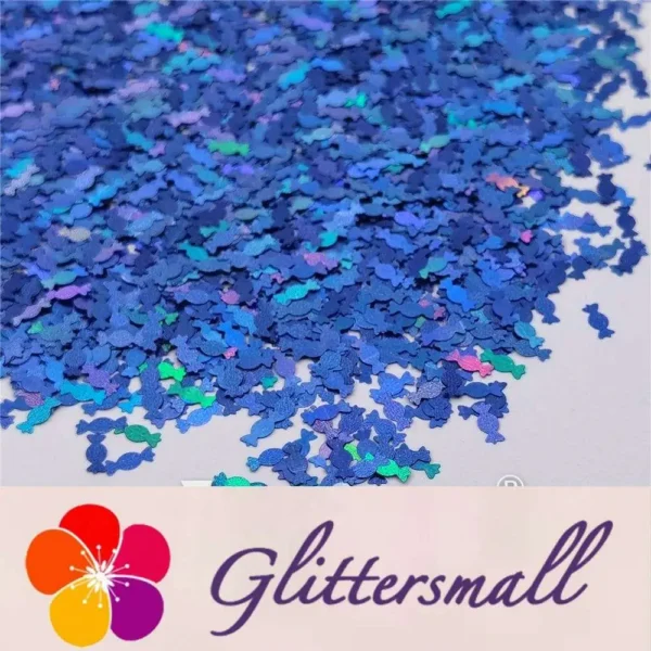 6mm Candy Sweet Shaped Holographic Sea Blue Glitter LB0709