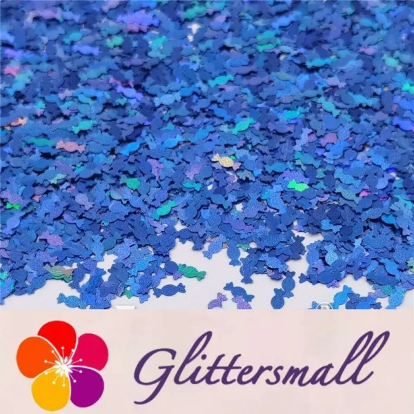 6mm Candy Sweet Shaped Holographic Sea Blue Glitter LB0709