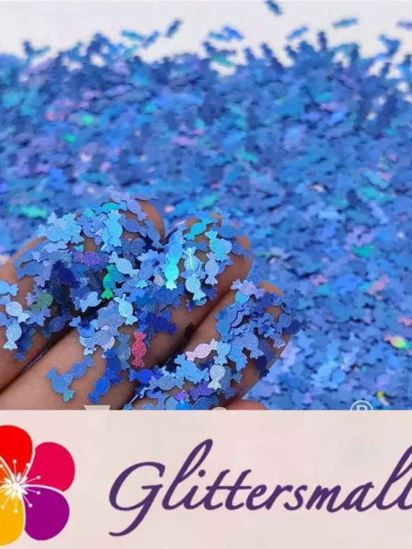 6mm Candy Sweet Shaped Holographic Sea Blue Glitter LB0709
