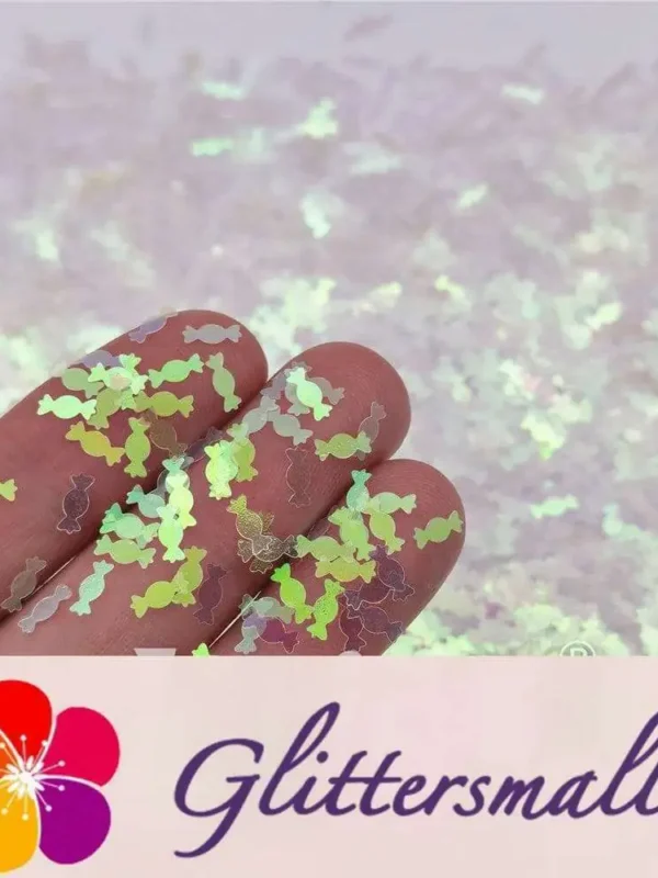 6mm Candy Sweet Shaped Glitter Iridescent Pink C003