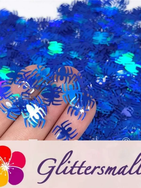 10mm Halloween Spider Holographic Blue Shaped Glitter LB0705