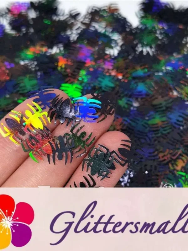 10mm Halloween Spider Holographic Black Shaped Glitter LB01000