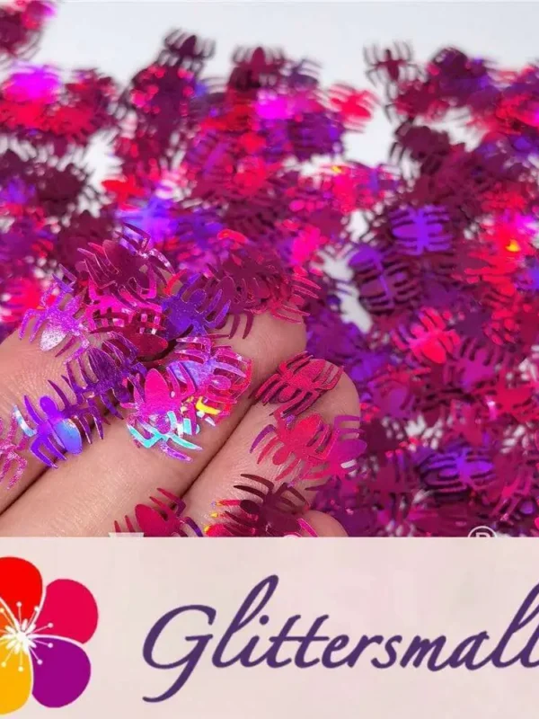 10mm Halloween Spider Holographic Rose Red Shaped Glitter LB0912