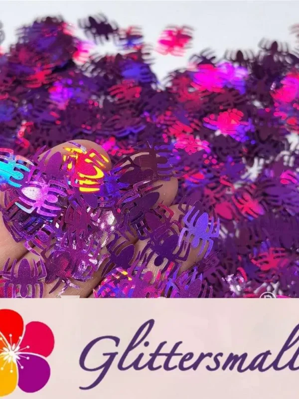10mm Halloween Spider Holographic Purple Shaped Glitter LB0800