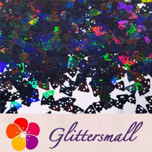 8mm Unnko Holographic Black Shaped Glitter LB01000
