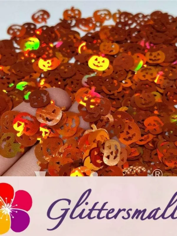IMG_20210709_161746.webp 10mm Halloween Pumpkin Holographic Brown Shaped Glitter LB0401