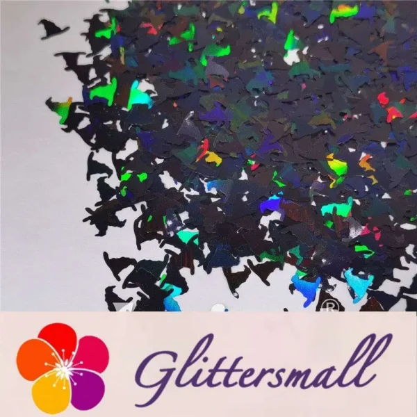IMG_20210709_162130.webp 10mm Halloween Witchcraft (Magic) Hat Holographic Black Shaped Glitter LB01000