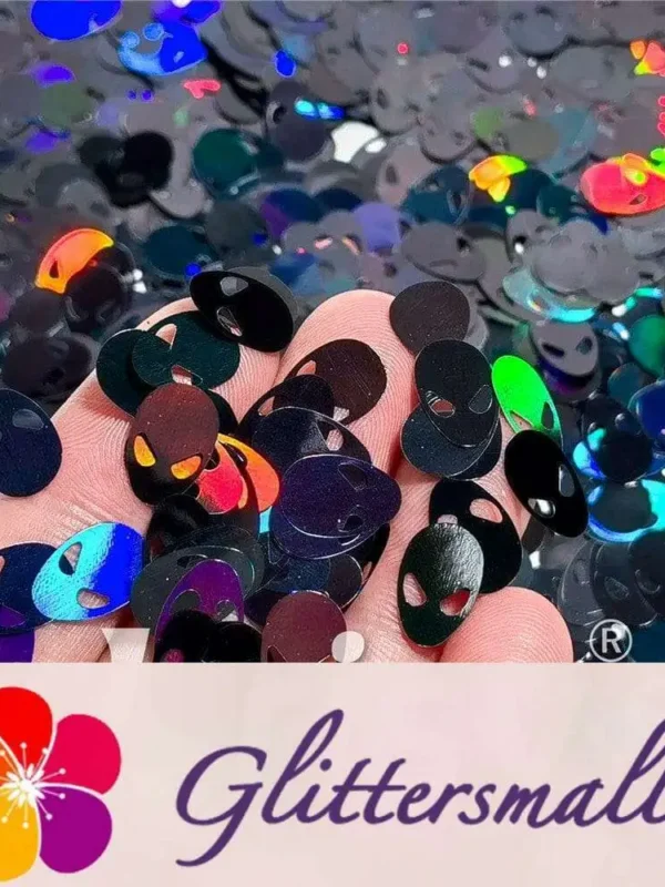 12mm Alien ET Holographic Black Shaped Glitter LB01000