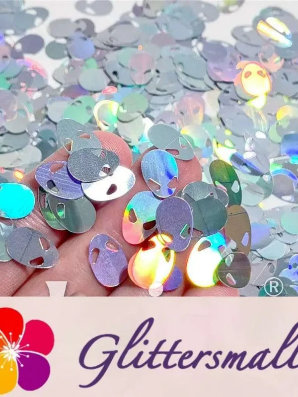 12mm Alien ET Holographic Silver Shaped Glitter LB0100