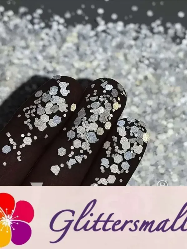 Mixed Glow In The Dark (Reflect Light At Night) Silver To White Glitter FC-FG001