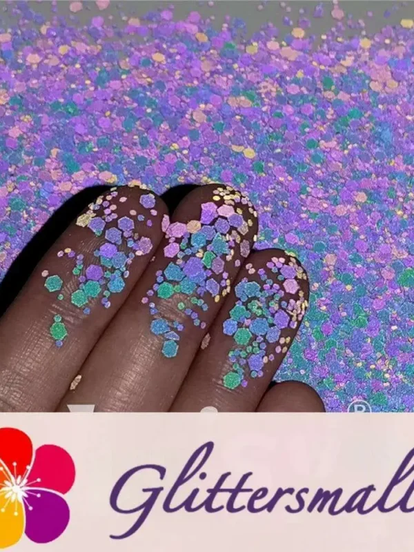 Mixed Glow In The Dark (Reflect Light At Night) Black To Purple Glitter FC-FG1000