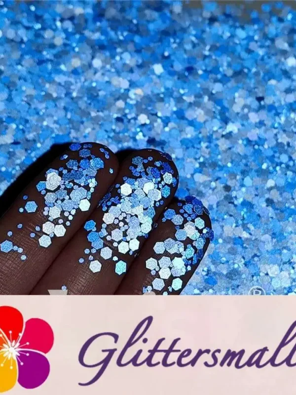 Mixed Glow In The Dark (Reflect Light At Night) Sea Blue To Sky Blue Glitter FC-FG715