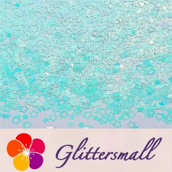 IMG_20211025_151101.webp 6mm Rounded Hollow Out Star Shaped Iridescent Ice Blue Glitter C021R