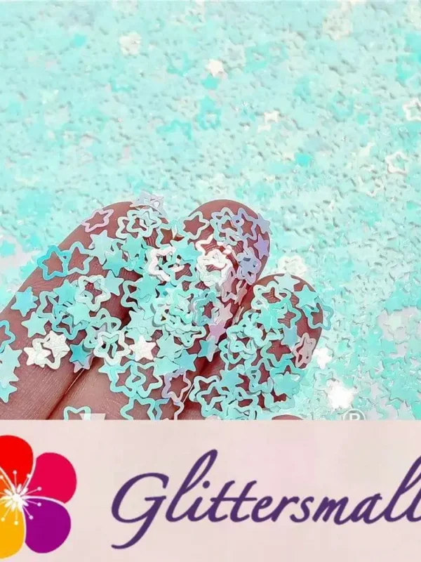IMG_20211025_151319.webp 6mm Rounded Hollow Out Star Shaped Iridescent Ice Blue Glitter C021R