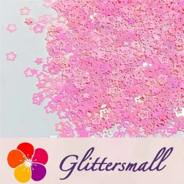 IMG_20211025_151548.webp 6mm Rounded Hollow Out Star Shaped Iridescent Tender Pink Glitter C018R
