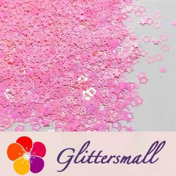 IMG_20211025_151602.webp 6mm Rounded Hollow Out Star Shaped Iridescent Tender Pink Glitter C018R