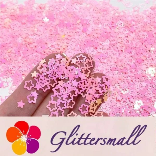 IMG_20211025_151713.webp 6mm Rounded Hollow Out Star Shaped Iridescent Tender Pink Glitter C018R