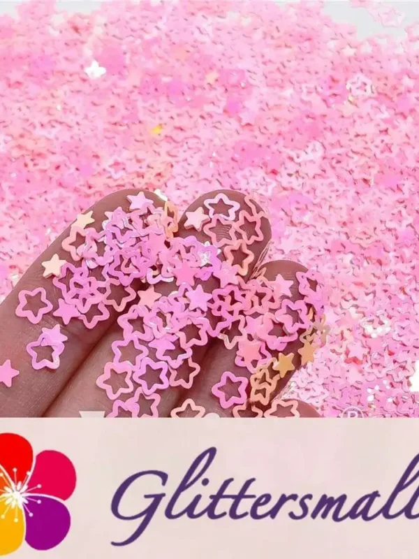 IMG_20211025_151713.webp 6mm Rounded Hollow Out Star Shaped Iridescent Tender Pink Glitter C018R
