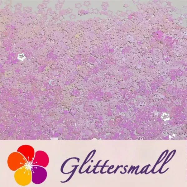 6mm Rounded Hollow Out Star Shaped Dream Pink Iridescent Glitter C003R