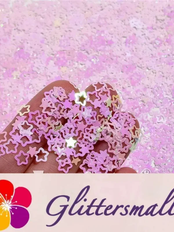 IMG_20211025_152236.webp 6mm Rounded Hollow Out Star Shaped Dream Pink Iridescent Glitter C003R