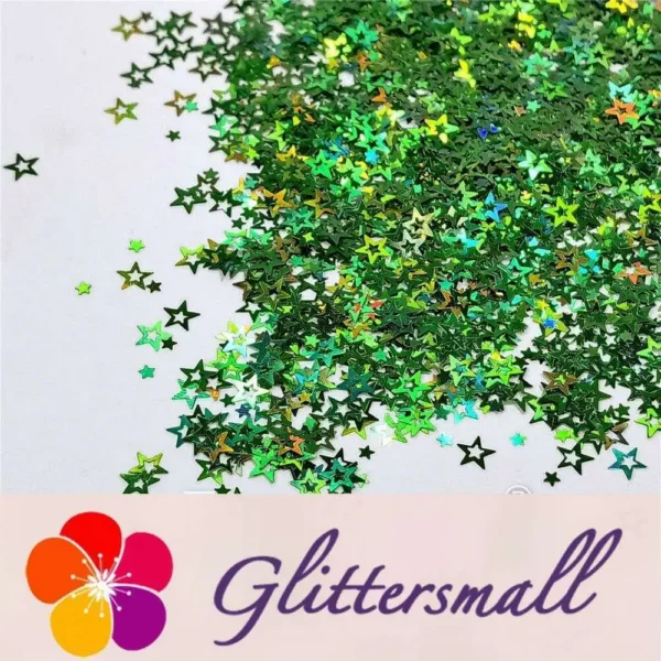 6mm Holographic Green Hollow Out Star Shaped Glitter LB0600