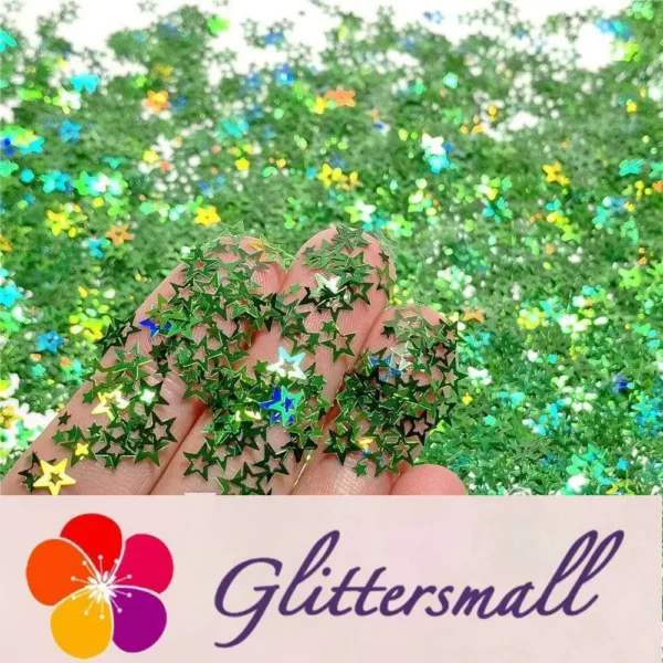 6mm Holographic Green Hollow Out Star Shaped Glitter LB0600