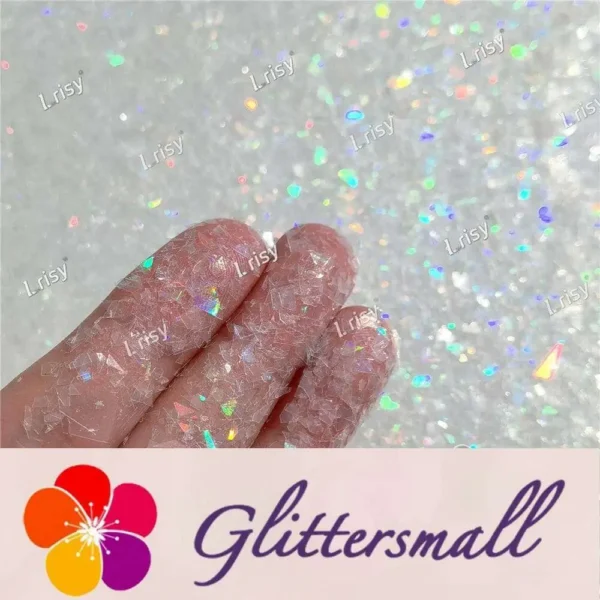 IMG_20211212_152135.webp Translucent Holographic White Confetti Glitter Flakes Shards LB01100 4x4