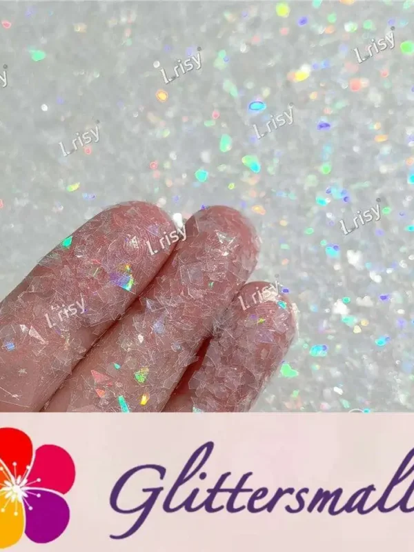 Translucent Holographic White Confetti Glitter Flakes Shards LB01100 4x4