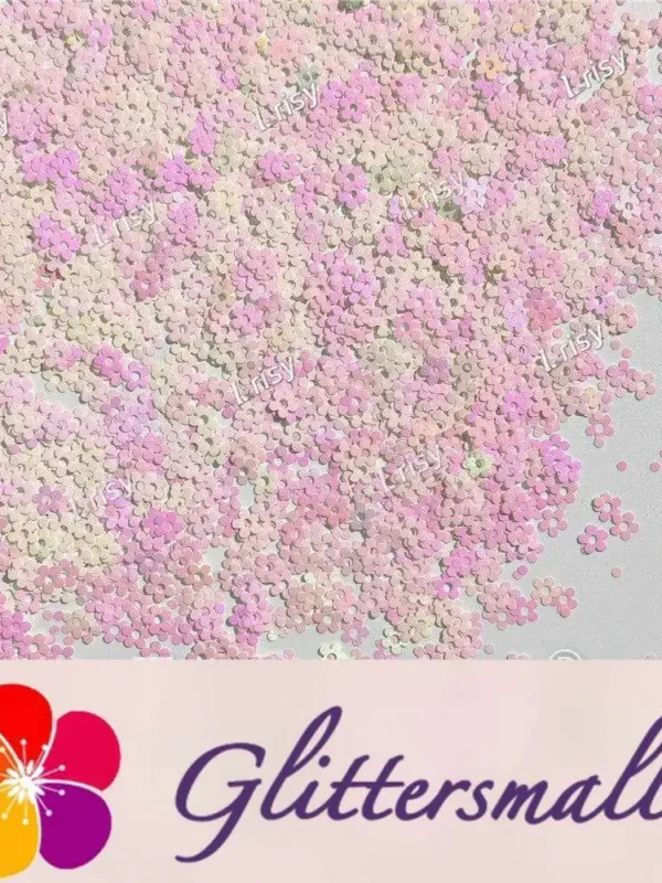 4mm Hollow Out Plum Flower Shaped Iridescent Violet Glitter C003R
