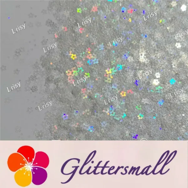 IMG_20211212_153925.webp 4mm Hollow Out Plum Flower Shaped Translucent Holographic Rainbow Glitter LB01100