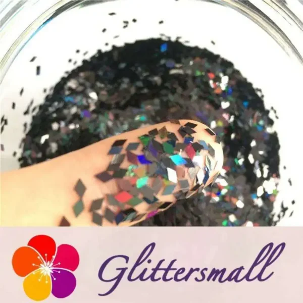 LB1000.webp Holographic Black 2mm Rhombic Shaped Translucent Glitter LB01000
