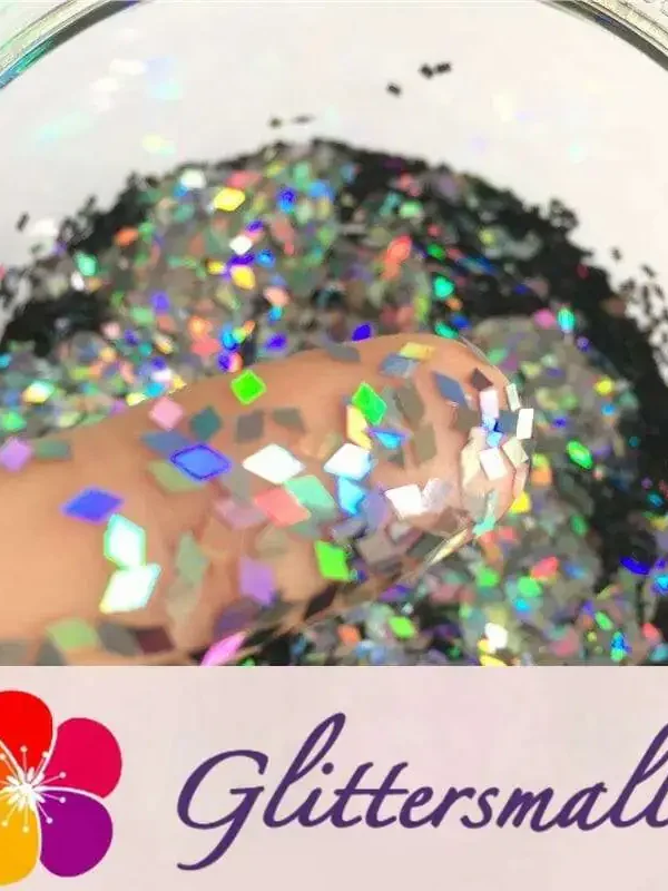 Holographic Black Metal 2mm Rhombic Shaped Translucent Glitter LB01002