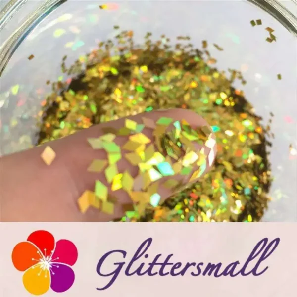 LB210.webp Holographic Gold 2mm Rhombic Shaped Translucent Glitter LB0210