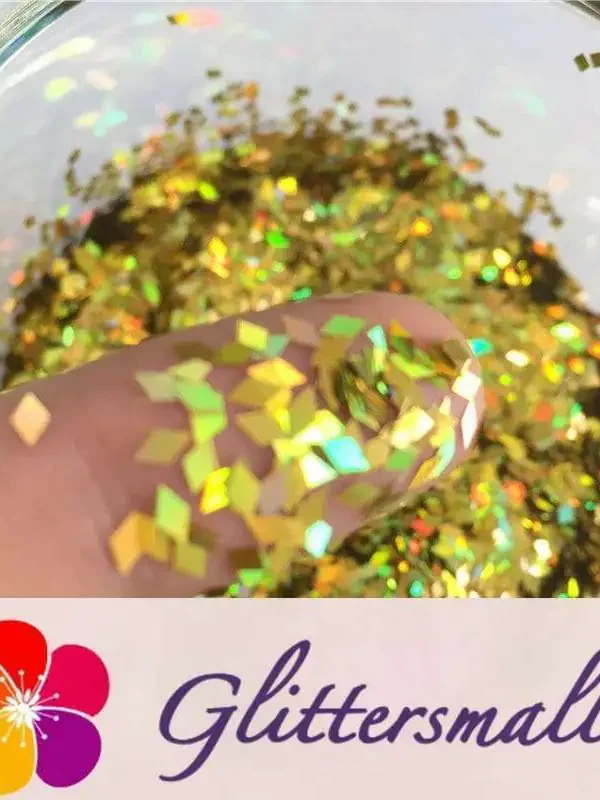 Holographic Gold 2mm Rhombic Shaped Translucent Glitter LB0210