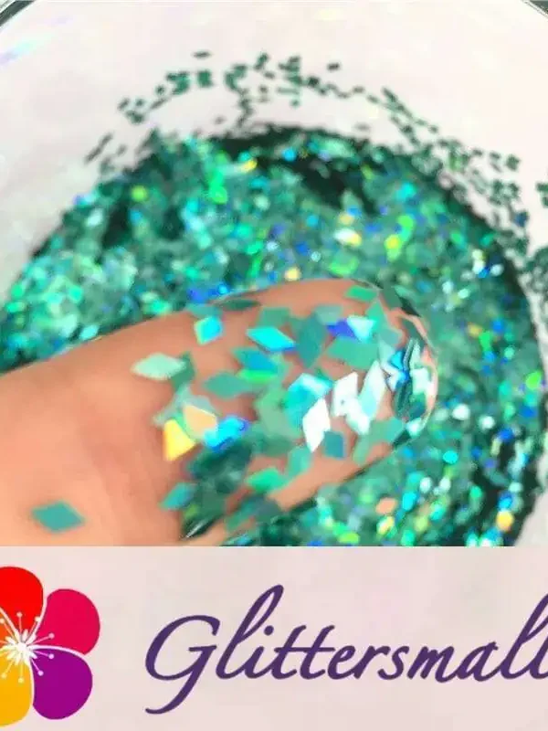 Holographic Teal Green 2mm Rhombic Shaped Translucent Glitter LB0702