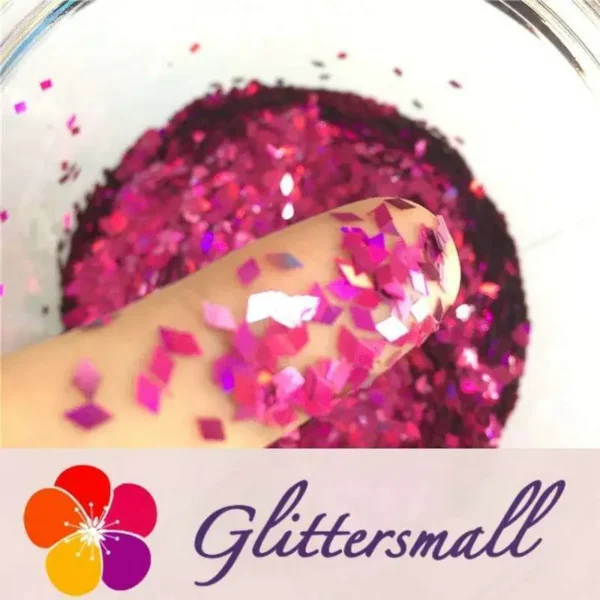 Holographic Rose Red 2mm Rhombic Shaped Translucent Glitter LB0900