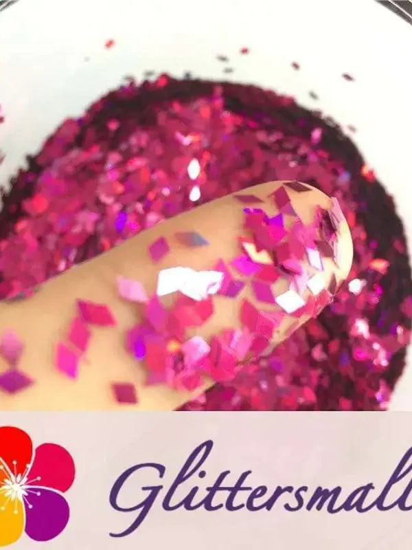 Holographic Rose Red 2mm Rhombic Shaped Translucent Glitter LB0900
