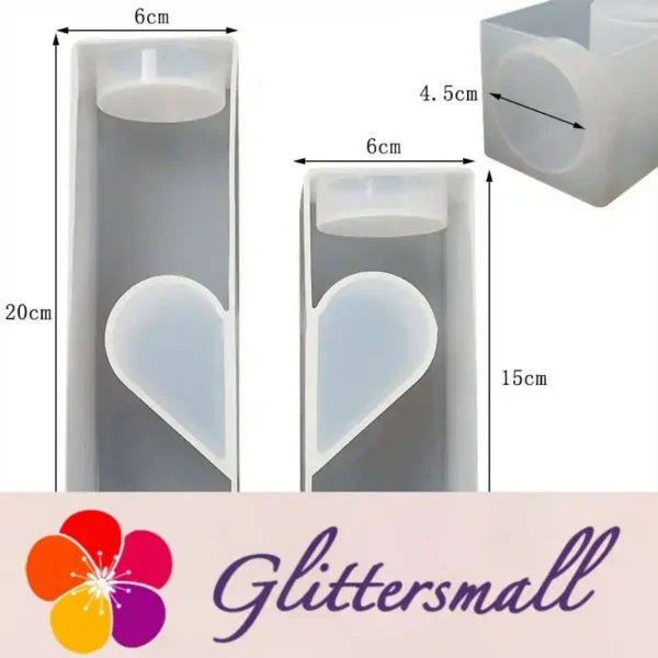 Hollow Heart Candle Holder Silicone Resin Mold M-JYGY-ZT001
