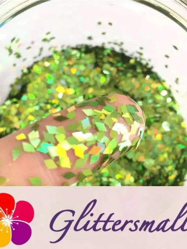 Holographic Green 2mm Rhombic Shaped Translucent Glitter LB0601