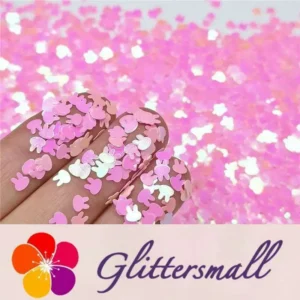 4mm Rabbit Bunny Shapes Rose Pink Glitter C018R