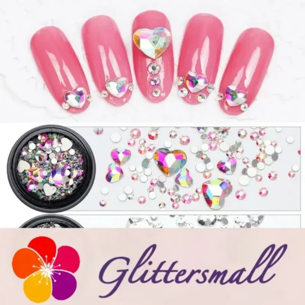 Nail Art Charms Crystal Glass Diamond Fairy Beads Metal Jewels Special Mix MK-008