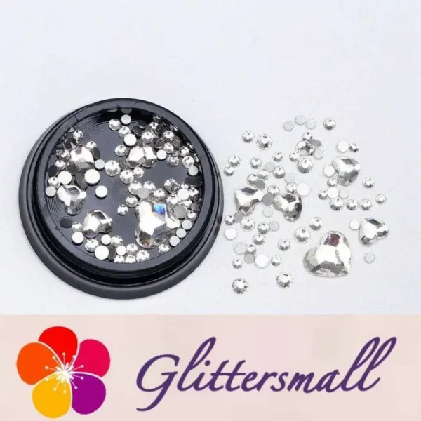 Nail Art Charms Crystal Glass Diamond Fairy Beads Metal Jewels Special Mix MK-008