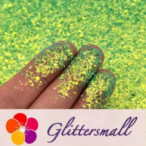 1_2631047c-b822-4cdb-8aa9-d00fc4390015.webp High Brightness Green Iridescent Cellophane Glitter Shards (Flakes) FC333 2x2