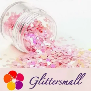 3mm Heart Shapes Rose Pink Glitter C018R