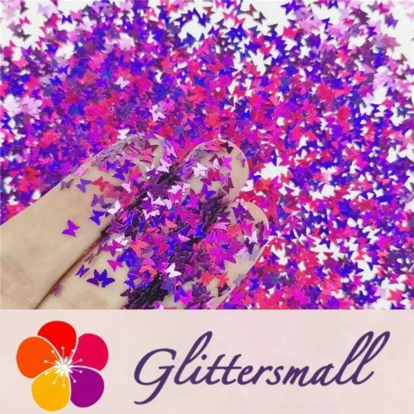 3mm Butterfly Shapes Laser Purple Glitter LB0800