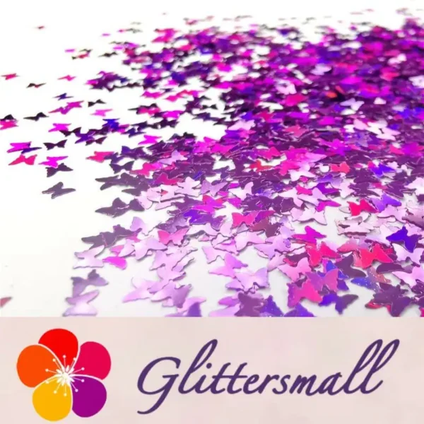 3mm Butterfly Shapes Laser Purple Glitter LB0800